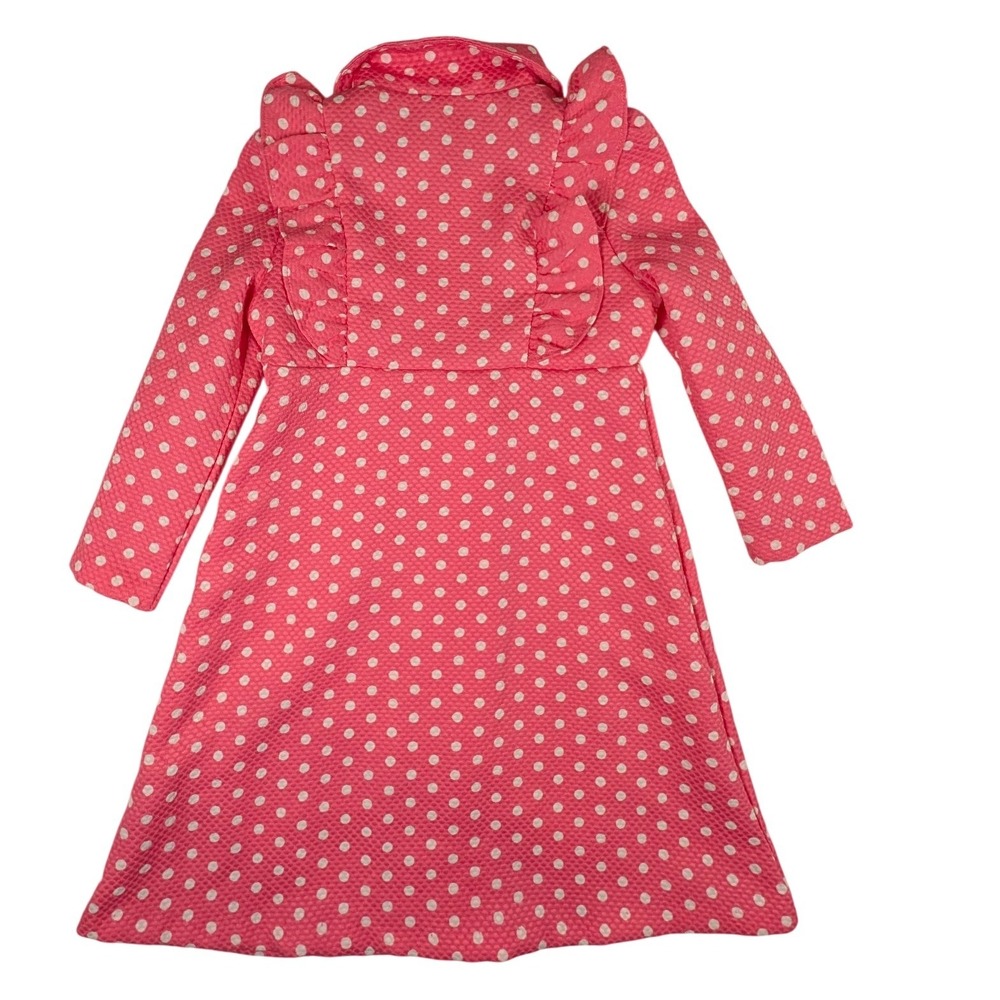 Bonnie Jean Girls Pink Polka Dot Ruffle Dress Coat 6X Spring Summer Lightweight - Picture 2 of 7